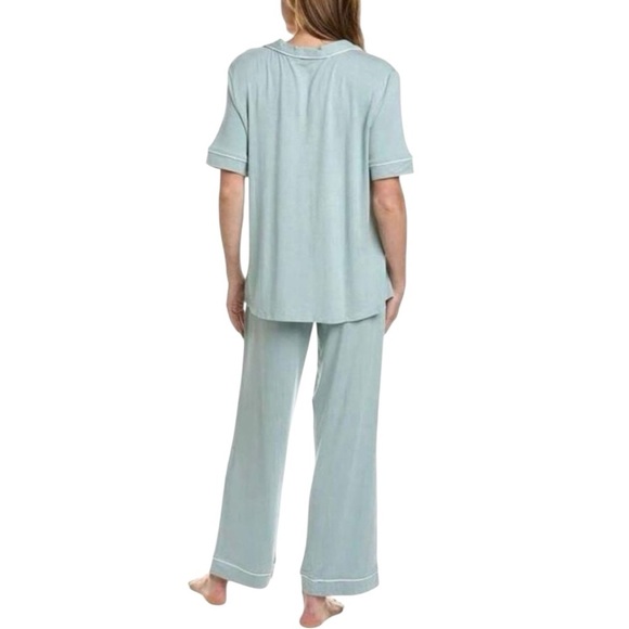 NEW Hale Bob 2pc Modal Pajama Set Blue/White Trim Short Sleeves - Picture 2 of 2